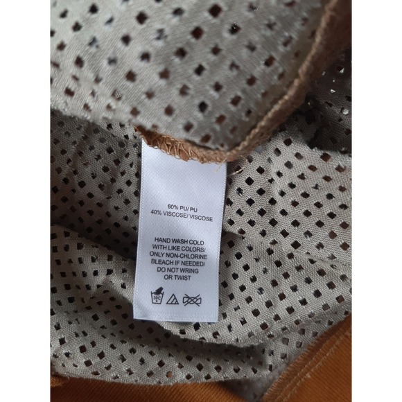 Tamar Women's Camel Brown Tan Faux Leather Mesh Full Zip Hooded Jacket L - Picture 8 of 8